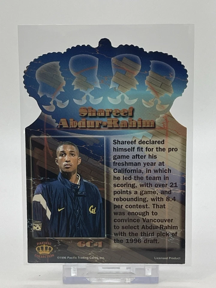 Tarjeta de colección Pacific 1996 #GC-1 Shareef Abdur-Rahim Cal lámina de oro troquelada Foto 2 de 2