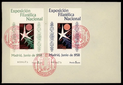 E490 SPAIN 1958 "BRUSELAS" EDIFIL #1222/23 USED ON FIRST DAY COVER. CV: 80 €