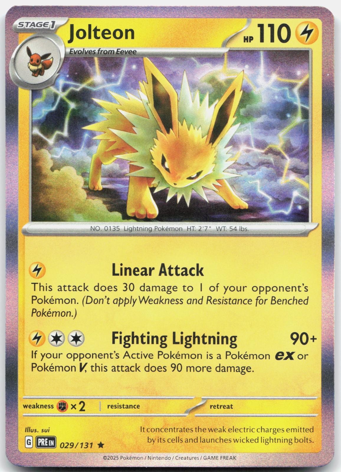 Jolteon 029/131 Holo Rare Prismatic Evolutions Pokemon Holo Near Mint