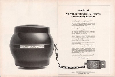 Westland Vintage Print Ad Liquid Oxygen Aerospace Tech 1980s