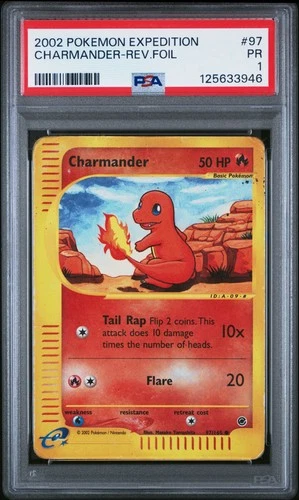 2002 POKEMON EXPEDITION #97 CHARMANDER-REVERSE FOIL PSA 1