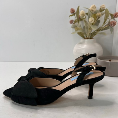 #ad Draper James Tess Angie Suede Slingback Kitten Heel Black Women#x27;s 7.5 Tried On $62.97