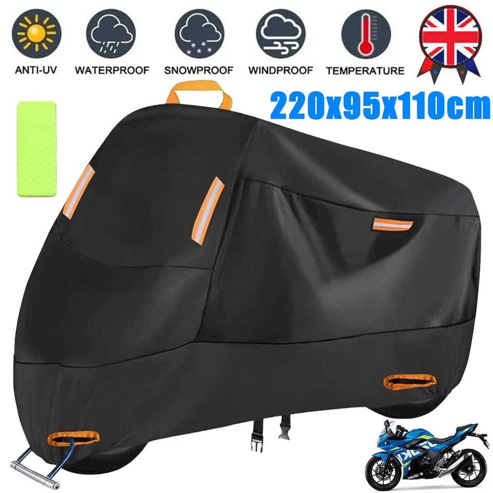 Waterproof Heavy Duty Motorcycle Motorbike Cover Outdoor Rain Dust UV Protector - Image 1 of 4