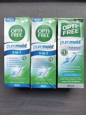 3x  Opti-Free Puremoist HydraGlyde ~ 10 FL OZ Each ~ EXP 2028