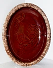 Vtg Hull Oven Proof USA  Platter Brown Drip Glaze /Rooster/ 13-1/2" x 10-1/2"