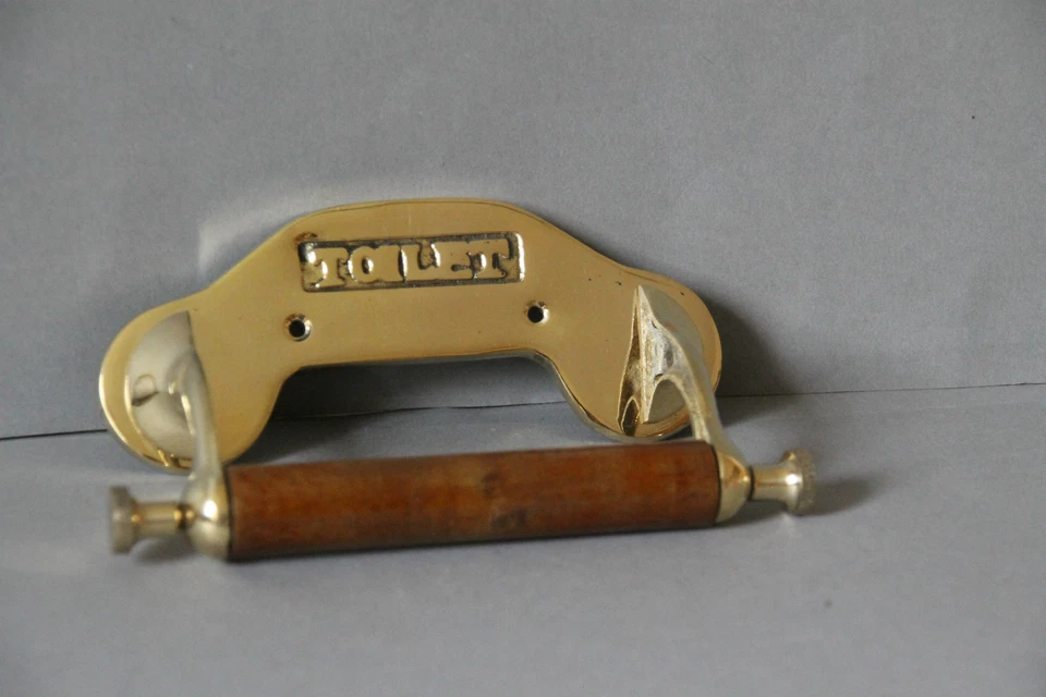 Toilettenpapierhalter Klorollenhalter Messing Holzrolle Landhaus  NEU  107.036M - Bild 1 von 1
