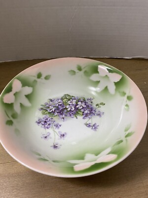 Vintage  9  BOWL WITH Violets / Green GERMANY