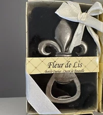 Kate Aspen Bottle Opener FLEUR DE LIS Lot Of 15 Silver Metal Wedding Favors 4”