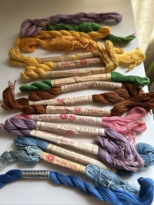 17 Skeins VINTAGE STAR COTTON PEARL TWIST EMBROIDERY FLOSS Thread 20 Yds Each