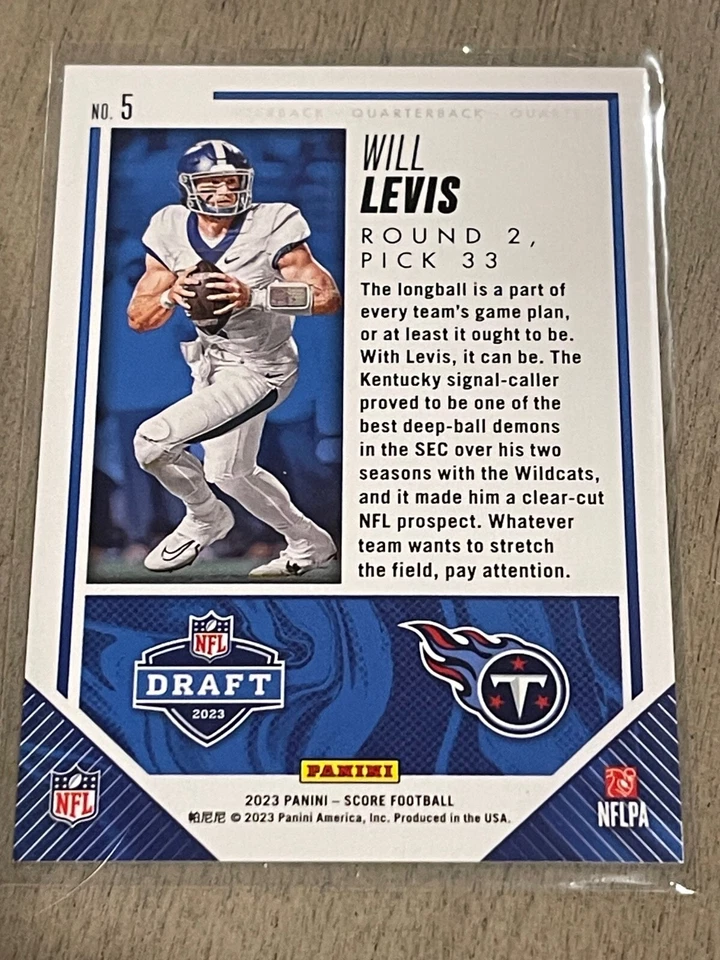 Will Levis 2023 Score NFL Draft Showcase Gold Zone Parallel SSP /50 Rookie RC - Image 3 of 3