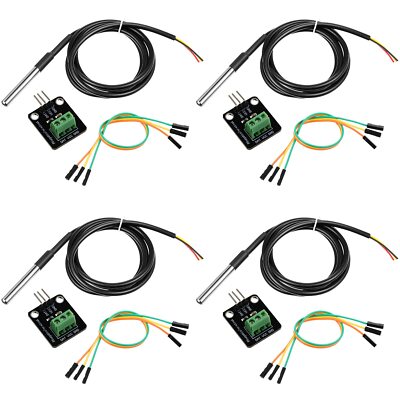 4 Sets Ds18b20 Temperature Sensor Module Kit With 1 M/ 3.2 Ft Waterproof Digital