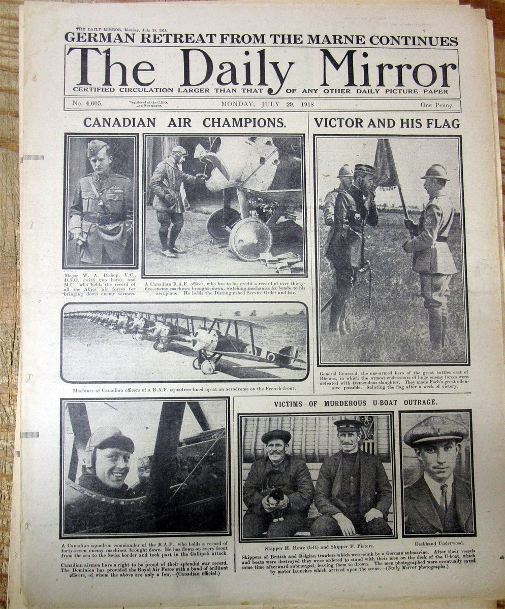 Lot of 7 original 1918 WW I British illustrated newspapers LONDON