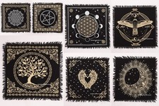 Tessuto Altar Tarot Nero Oro Grande Decorazione Murale Copritavolo Indiano