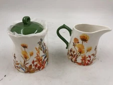 Potter's Studio Ceramic 4in Fall Floral Sugar & Cream Set AA01B08033