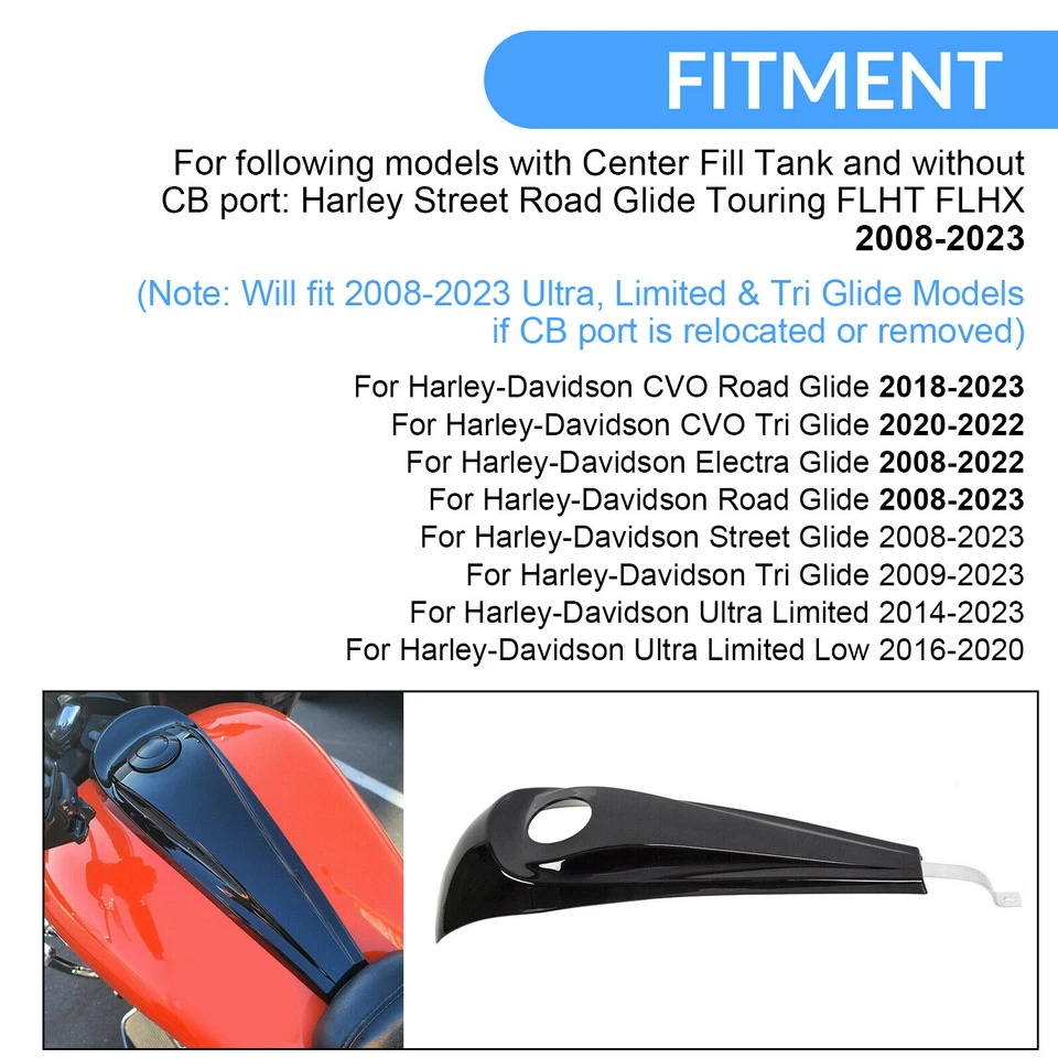 Smooth Dash Fuel Console Gas Tank Cap Cover For Harley Electra Road Glide 08-23 Foto 3 de 4