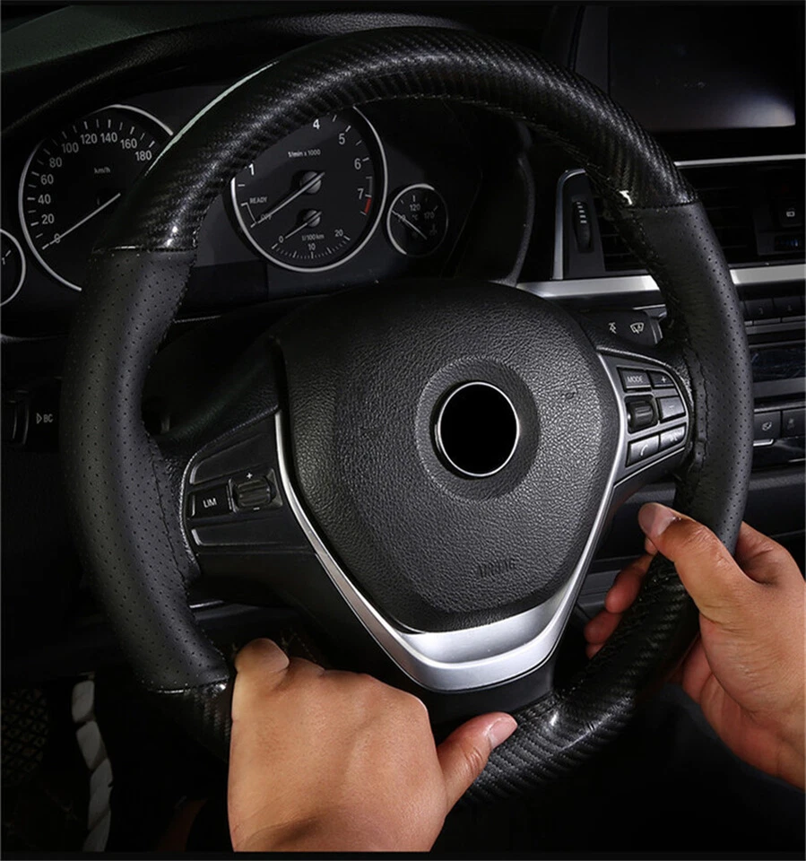 38CM DIY Car Stitch PU Leather Steering Wheel Cover Anti-slip W/Needle Thread - Image 4 of 4
