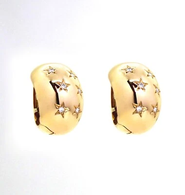 Pendientes Ovalados De Oro Rosa 18k Con Estrellas Y Diamantes - Imagen 1 de 2