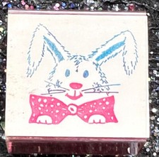 Vintage Rubber Stamp "Bunny In Bowtiie" by Alexstamping 1 1/2 x 1 3/4"
