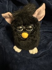 Vintage 1998 Furby Black Witch's Cat Blue Eyes Pink Ears 70-800 Gen 1 Tested