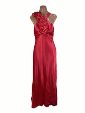 Coral Pink Satin Prom Dress Ruched Halter Prom Evening Formal Gown Shiny sz 11