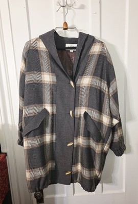 Vintage Liptons Womens 100% Pure Wool Jacket Lightweight Hooded Parka Size Small