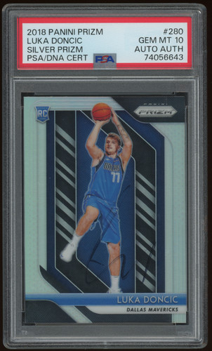 2018-19 Luka Doncic Signed Auto Panini Prizm Silver #280 RC PSA 10 / Auth POP 2!