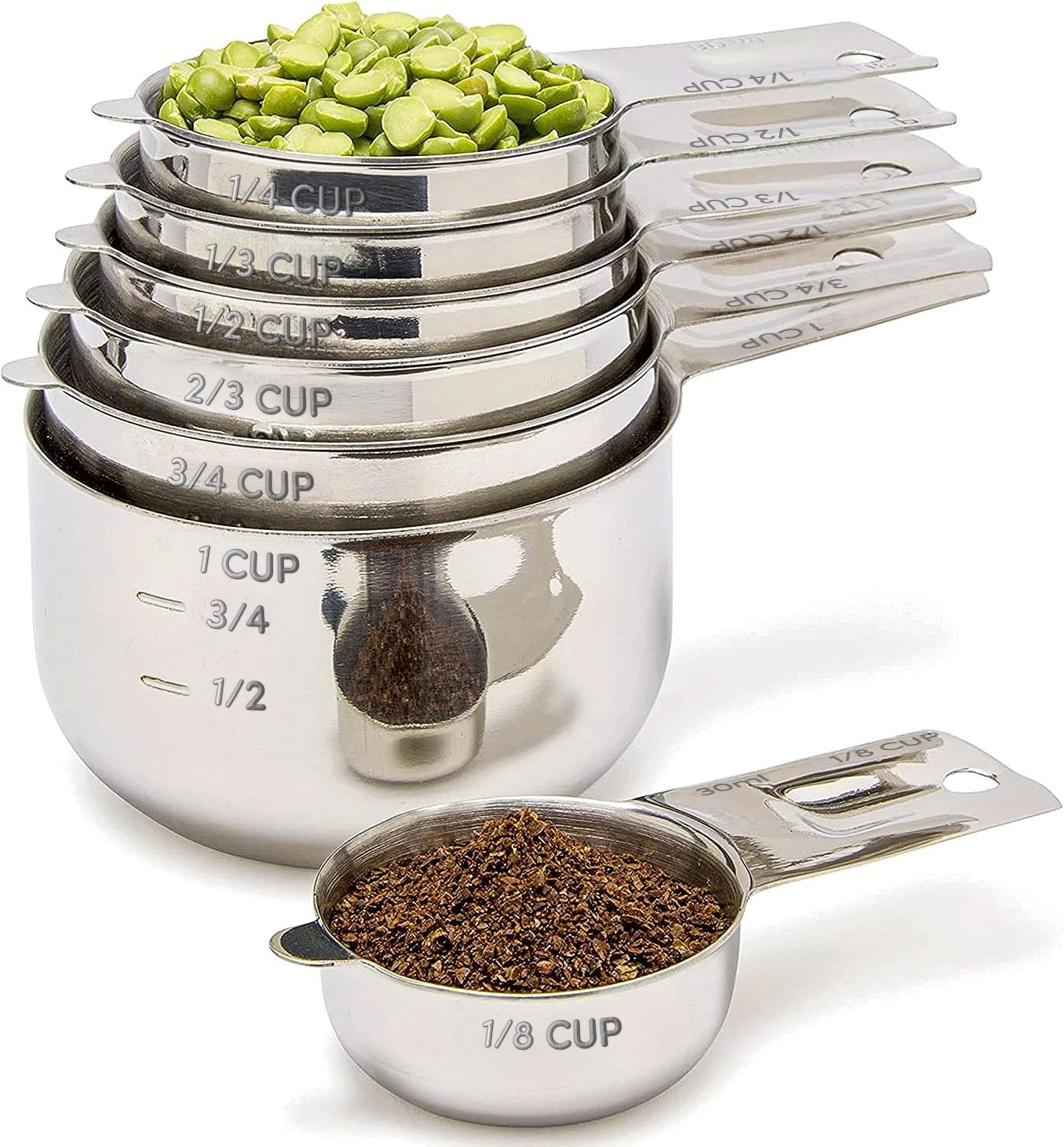 Measuring Cups Set of 7, Stackable, 304 Premium Stainless Steel, Kitchen Gadg...