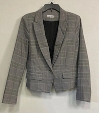 Calvin Klein Grey Plaid Blazer Jacket Suit Coat Dress Casual - Women's Size 10