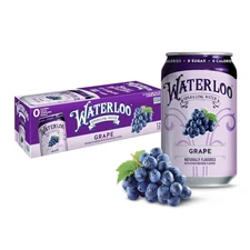 Waterloo Sparkling Water, Grape Naturally Flavored, 12 Fl Oz Cans (Pack of... 