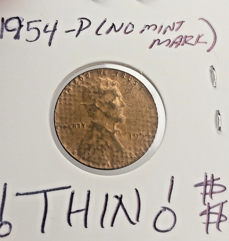 THIN 1954 Lincoln Wheat Cent no mint mark  Low Mintage! Low Survival Rate! $$$