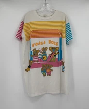 Vintage 80s Womens Koala Rock Band Graphic Top One Size Short Sleeve
