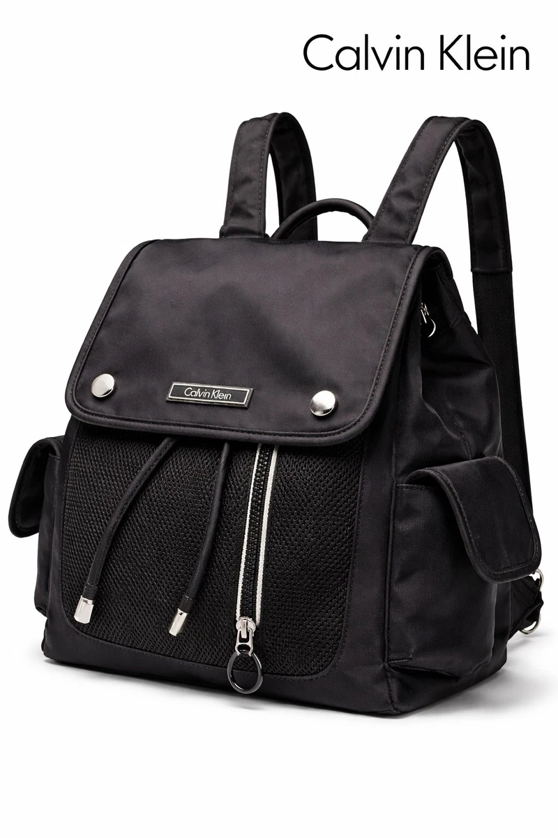Calvin Klein Black Nylon Mini Backpack with Front Zip and Magnetic button Calvin Klein Mesh Front Backpack In Black - 65% Off  main image 2