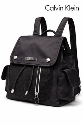 Calvin Klein Black Nylon Utility Backpack  Purse minimalist designer goth