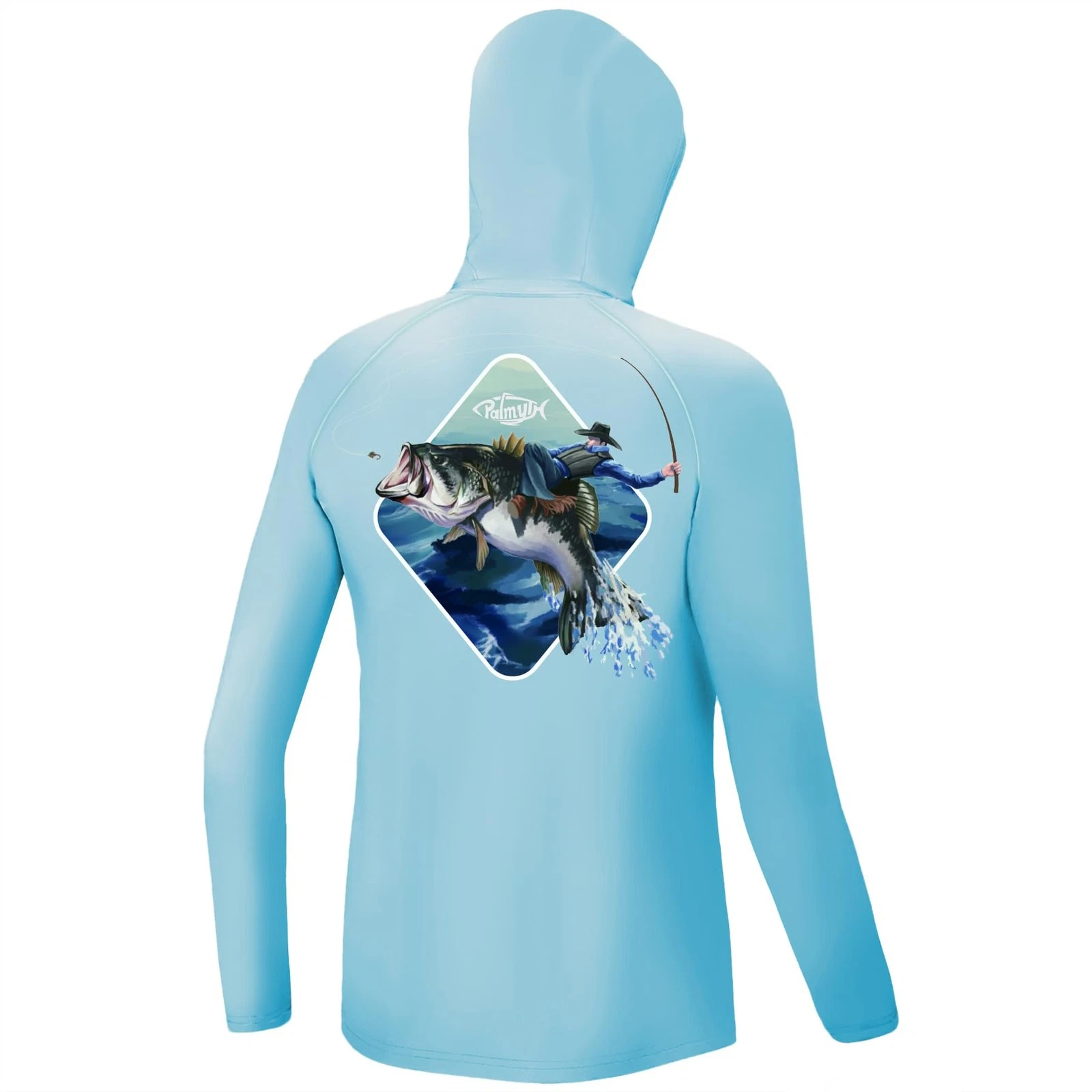 Boys Fishing Shirt Youth Hoodie UPF 50+ Sun Protection Long Sleeve (Ice Blue/...