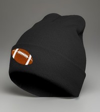 NWT Black Beanie Embroidered Football Soft Beanie Hat