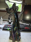 Fenton Vintage Carnival Glass Winking Cat Figurine 11" Iridescent Alley Cat