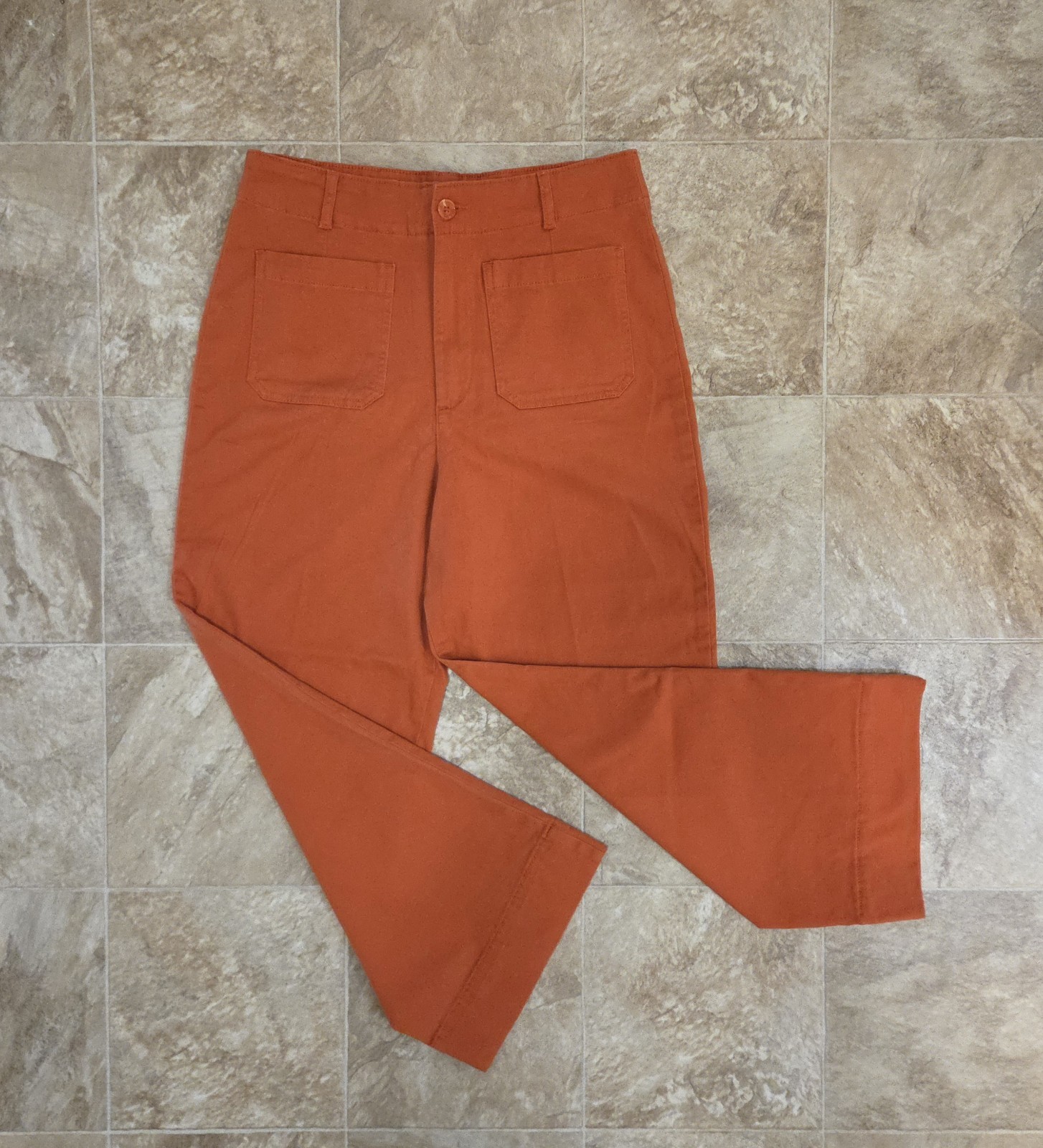 Bagatelle Collection Women's High Rise Patch Pocket Twill Pants Orange Size 12