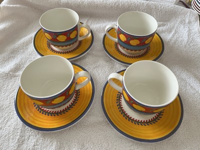 VISTA ALEGRE PORTUGAL Apple 4 Large Breakfast Cups & Saucers