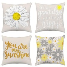 Spring Summer Pillow Covers 18x18 Set of 4, Outdoor 18" x 18" Pack of 4 Grey