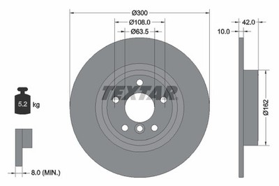 Textar 92309505 Brake Disc for Jaguar