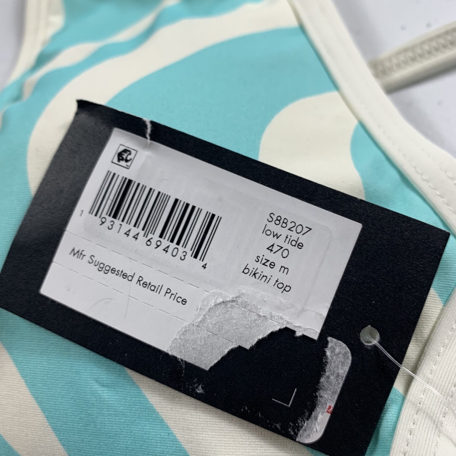 Kate Spade Women's Bikini Swim Top Medium Blue Low Tide U-Neck Wave Print NWT thumbnail 3