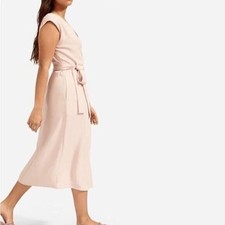 NEW Everlane The Japanese GoWeave Sleeveless Wrap Midi Dress Pink 4