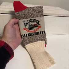 Sock Monkey Red Heel Socks NEW The Railroad Boot Socks Size 10-13 Made USA