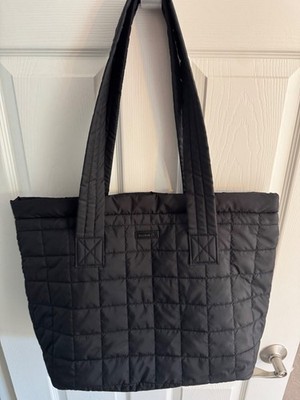 Reebok Quilted Puffer Black Tote Bag With Zip Closure Lightweight