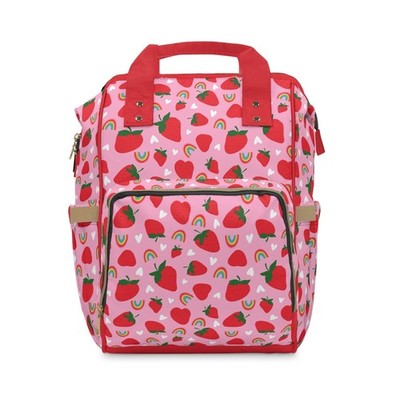 Pink & Fruity Multifunktion Baby Wickelrucksack Tasche - Strawberry Fields