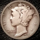 1928 Mercury Dime - VG - 90% Silver Winged Liberty 10C