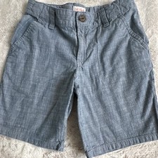 Cat Jack Boys Blue Chambray Chino Shorts Solid Cotton/Spandex Pockets 10