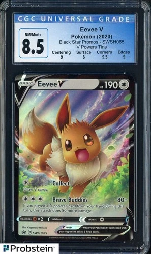 2020 Pokemon BSP V Powers Tins #SWSH065 Eevee V CGC 8.5 NM-MT+