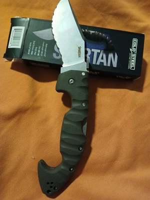 #ad Cold Steel Spartan Serrated AUS10A Folding Pocket Knife Od Green 4.5quot; 21ST G10 $55.00