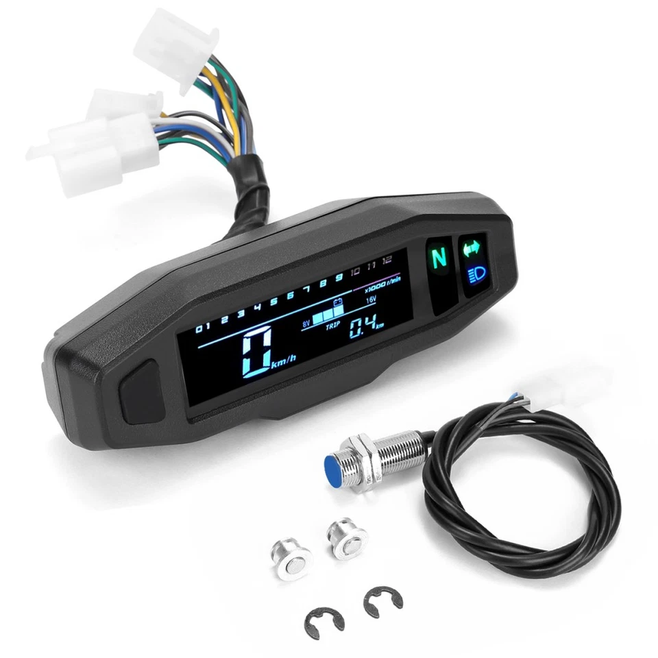Motorrad Digital LCD Tachometer Kilometerzähler RPM KMH Odometer 12V DE - Bild 2 von 4